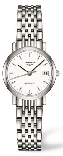 Longines L4.309.4.12.6 : Elegant Collection 25.5 Automatic Stainless Steel / White / Bracelet