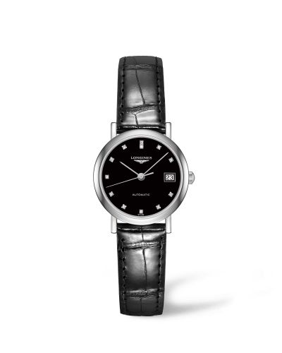 Longines L4.309.4.57.2 : Elegant Collection 25.5 Automatic Stainless Steel / Black / Strap