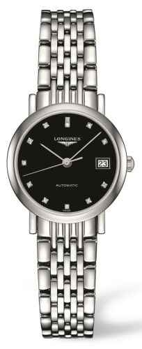 Longines L4.309.4.57.6 : Elegant Collection 25.5 Automatic Stainless Steel / Black / Bracelet