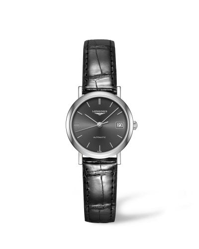 Longines L4.309.4.72.2 : Elegant Collection 25.5 Automatic Stainless Steel / Grey / Strap