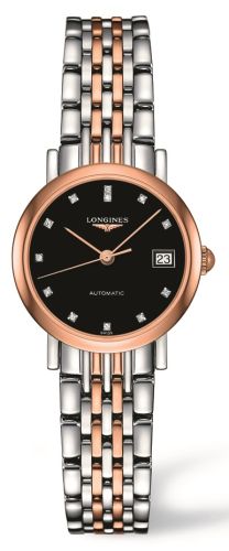 Longines L4.309.5.57.7 : Elegant Collection 25.5 Automatic Stainless Steel / Red Gold / Black
