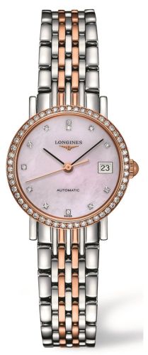Longines L4.309.5.89.7 : Elegant Collection 25.5 Automatic Stainless Steel / Red Gold / Diamond / Pink MOP