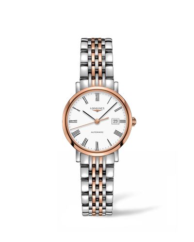 Longines L4.310.5.11.7 : Elegant Collection Automatic 29 Stainless Steel / Pink Gold / White