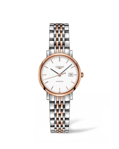 Longines L4.310.5.12.7 : Elegant Collection Automatic 29 Stainless Steel / Pink Gold / White