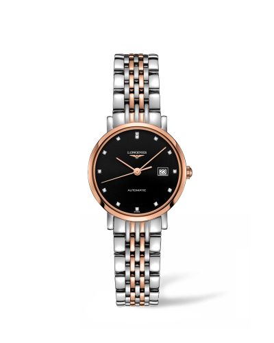 Longines L4.310.5.57.7 : Elegant Collection Automatic 29 Stainless Steel / Pink Gold / Black