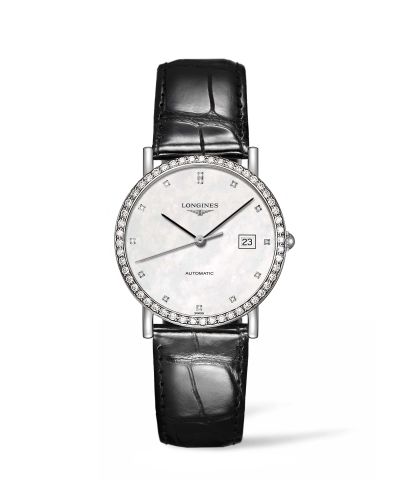 Longines L4.809.0.87.2 : Elegant Collection 34.5 Automatic Stainless Steel / Diamond / MOP / Strap