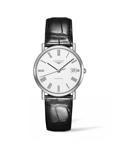 Longines L4.809.4.11.2 : Elegant Collection 34.5 Automatic Stainless Steel / White / Strap