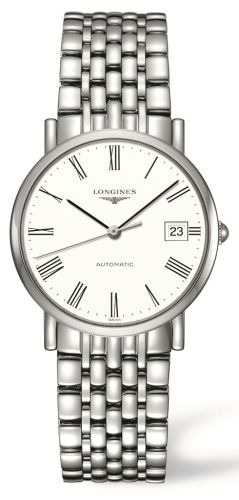 Longines L4.809.4.11.6 : Elegant Collection 34.5 Automatic Stainless Steel / White / Bracelet