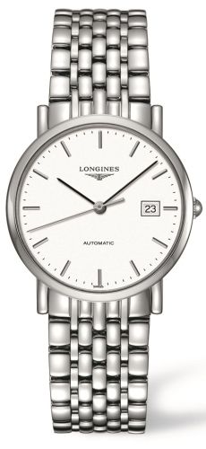Longines L4.809.4.12.6 : Elegant Collection 34.5 Automatic Stainless Steel / White / Bracelet
