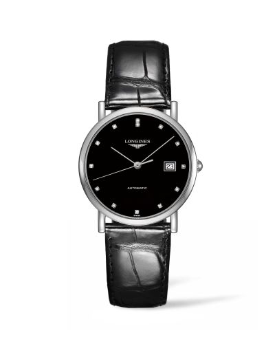 Longines L4.809.4.57.2 : Elegant Collection 34.5 Automatic Stainless Steel / Black / Strap