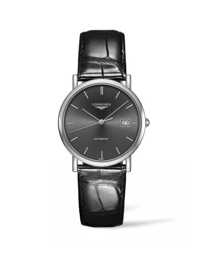 Longines L4.809.4.72.2 : Elegant Collection 34.5 Automatic Stainless Steel / Grey / Strap