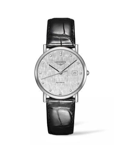 Longines L4.809.4.77.2 : Elegant Collection 34.5 Automatic Stainless Steel / Silver / Strap