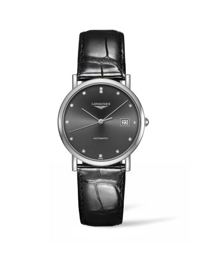 Longines L4.809.4.78.2 : Elegant Collection 34.5 Automatic Stainless Steel / Grey / Strap