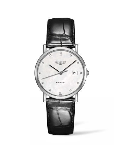 Longines L4.809.4.87.2 : Elegant Collection 34.5 Automatic Stainless Steel / MOP / Strap