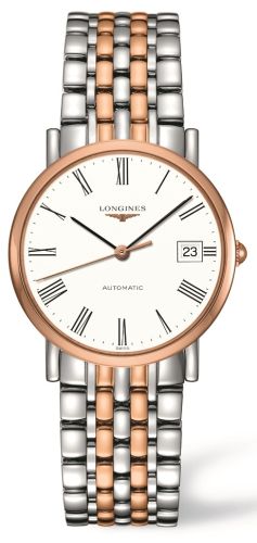 Longines L4.809.5.11.7 : Elegant Collection 34.5 Automatic Stainless Steel / Red Gold / White