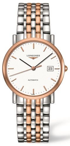 Longines L4.809.5.12.7 : Elegant Collection 34.5 Automatic Stainless Steel / Red Gold / White