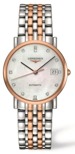 Longines L4.809.5.87.7 : Elegant Collection 34.5 Automatic Stainless Steel / Red Gold / MOP