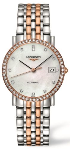 Longines L4.809.5.88.7 : Elegant Collection 34.5 Automatic Stainless Steel / Red Gold / Diamond / MOP