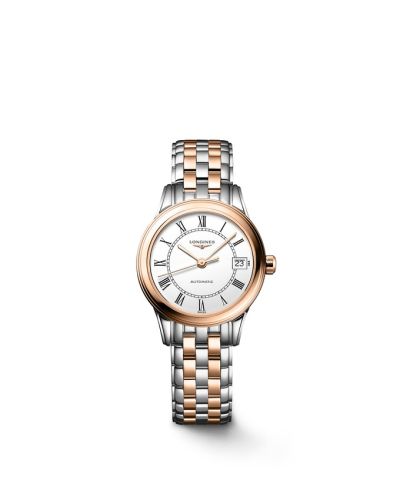 Longines L4.274.3.91.7 : Flagship 26 Automatic Stainless Steel - Red Gold / White - Roman / Bracelet