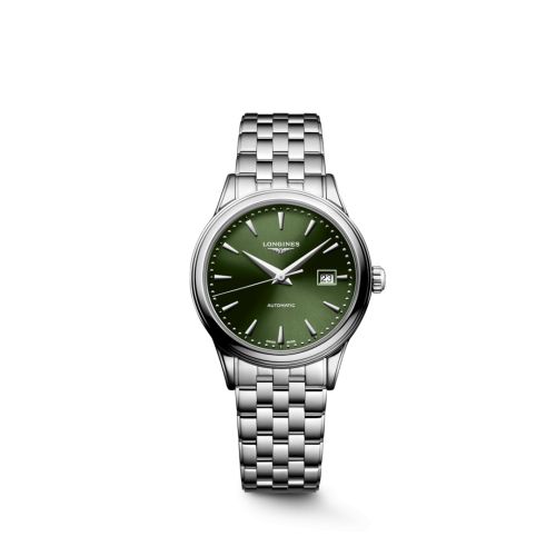 Longines L4.374.4.02.6 : Flagship 30 Stainless Steel / Green / Bracelet