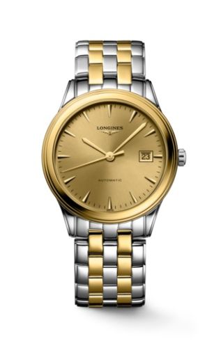 Longines L4.974.3.32.7 : Flagship 38.5 Automatic Stainless Steel - Yellow Gold / Champagne / Bracelet