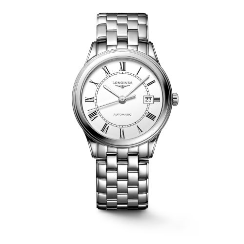 Longines L4.974.4.21.6 : Flagship 38.5 Automatic Stainless Steel / White - Roman / Bracelet