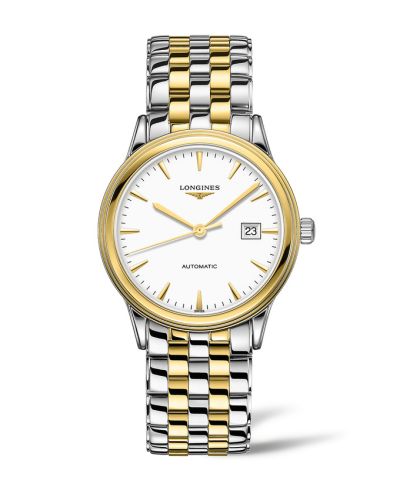 Longines L4.984.3.22.7 : Flagship 40 Stainless Steel - Yellow Gold / White / Bracelet