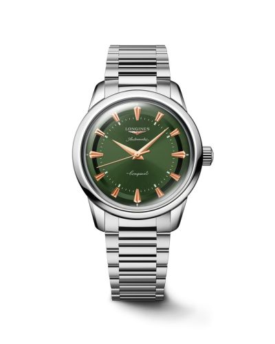 Longines L1.649.4.02.6 : Conquest Heritage 38 Stainless Steel / Green / Bracelet