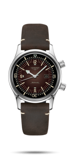 Longines L3.374.4.60.0 : Legend Diver 36 Stainless Steel / Brown / Strap