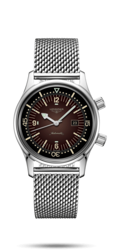 Longines  L3.374.4.60.6 : Legend Diver 36 Stainless Steel / Brown / Mesh
