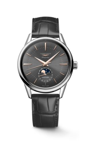 Longines L4.815.4.52.2 : Heritage Flagship Moonphase Stainless Steel / Grey