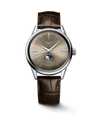 Longines L4.815.4.62.2 : Heritage Flagship Moonphase Stainless Steel / Beige