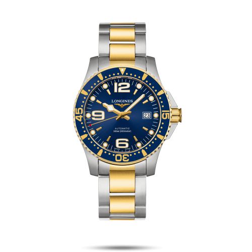 Longines L3.742.3.96.7 : HydroConquest 41 Automatic Stainless Steel / Yellow Gold / Blue