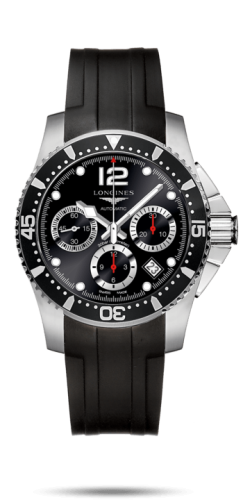 Longines L3.744.4.56.2 : HydroConquest 41 Automatic Chronograph Stainless Steel / Black / Rubber