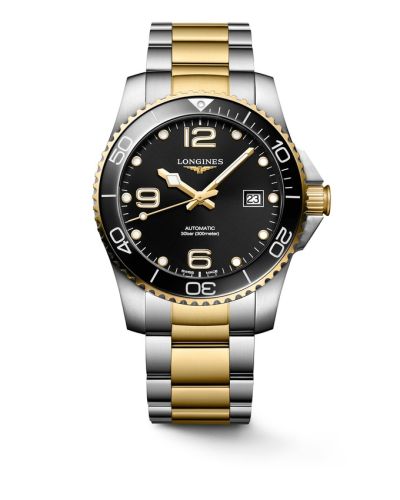 Longines L3.781.3.56.7 : HydroConquest 41 Automatic Stainless Steel - Yellow Gold / Black / Bracelet