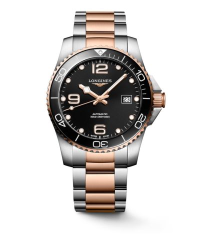 Longines L3.781.3.58.7 : HydroConquest 41 Automatic Stainless Steel - Rose Gold / Black / Bracelet