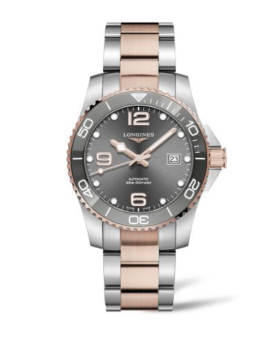 Longines L3.781.3.78.7 : HydroConquest 41 Automatic Stainless Steel / Rose Gold / Grey / Bracelet
