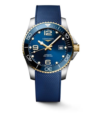 Longines L3.781.3.96.9 : HydroConquest 41 Automatic Stainless Steel - Yellow Gold / Blue / Rubber