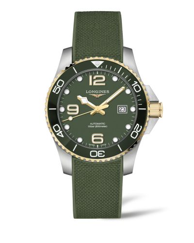 Longines L3.782.3.06.9 : HydroConquest 43 Automatic Stainless Steel - Yellow Gold / Green / Rubber