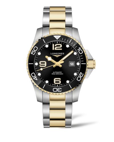 Longines L3.782.3.56.7 : HydroConquest 43 Automatic Stainless Steel - Yellow Gold / Black / Bracelet