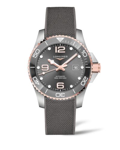 Longines L3.782.3.78.9 : HydroConquest 43 Automatic Stainless Steel - Pink Gold / Grey / Rubber