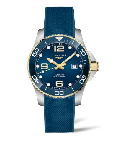 Longines L3.782.3.96.9 : HydroConquest 43 Automatic Stainless Steel - Yellow Gold / Blue / Rubber