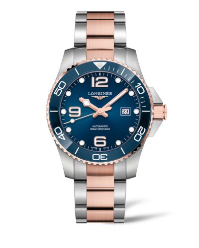 Longines L3.782.3.98.7 : HydroConquest 43 Automatic Stainless Steel - Pink Gold / Blue / Bracelet