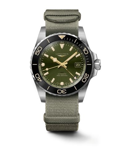 Longines L3.790.4.06.2 : Hydroconquest GMT 41 Stainless Steel / Green / NATO