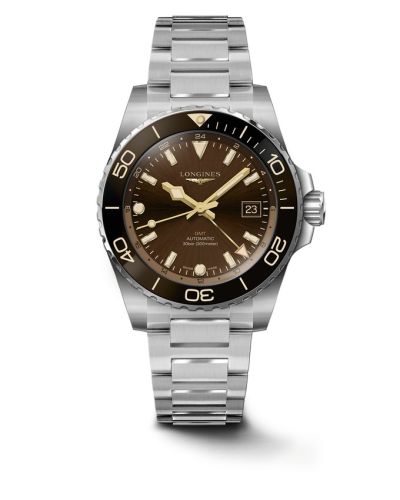 Longines L3.790.4.66.6 : Hydroconquest GMT 41 Stainless Steel / Brown / Bracelet
