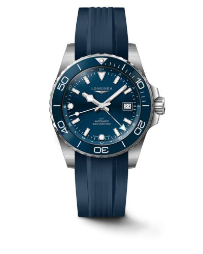 Longines L3.790.4.96.9 : Hydroconquest GMT 41 Stainless Steel / Blue / Rubber