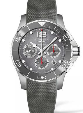 Longines L3.883.4.76.9 : HydroConquest 43 Automatic Chronograph Stainless Steel / Ceramic / Grey / Rubber