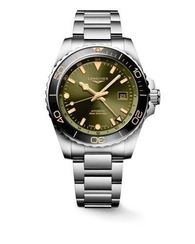 Longines L3.890.4.06.6 : Hydroconquest GMT 43 Stainless Steel / Green / Bracelet
