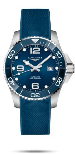 Longines L3.782.4.96.9 : HydroConquest 43 Automatic Stainless Steel / Ceramic / Blue / Rubber