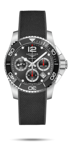 Longines L3.783.4.56.9 : HydroConquest 41 Automatic Chronograph Stainless Steel / Ceramic / Black / Rubber